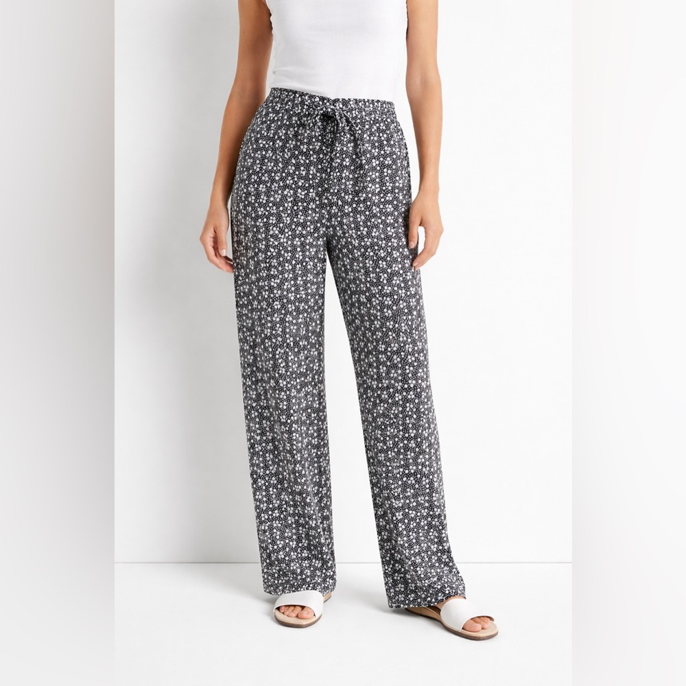 Women’s Polka Dot Blue And White  loose Pants  Business Casual L